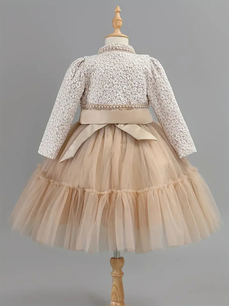 Guangdong Girls Dress Set Floral Lace Coat Outfit Collection