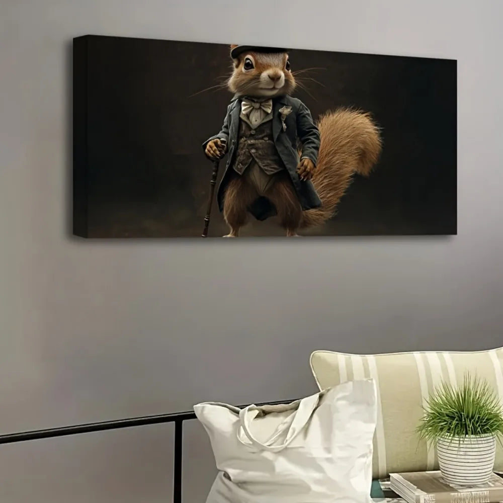 Hign Concerned Steampunk Squirrel Wall Canvas Poster Decor