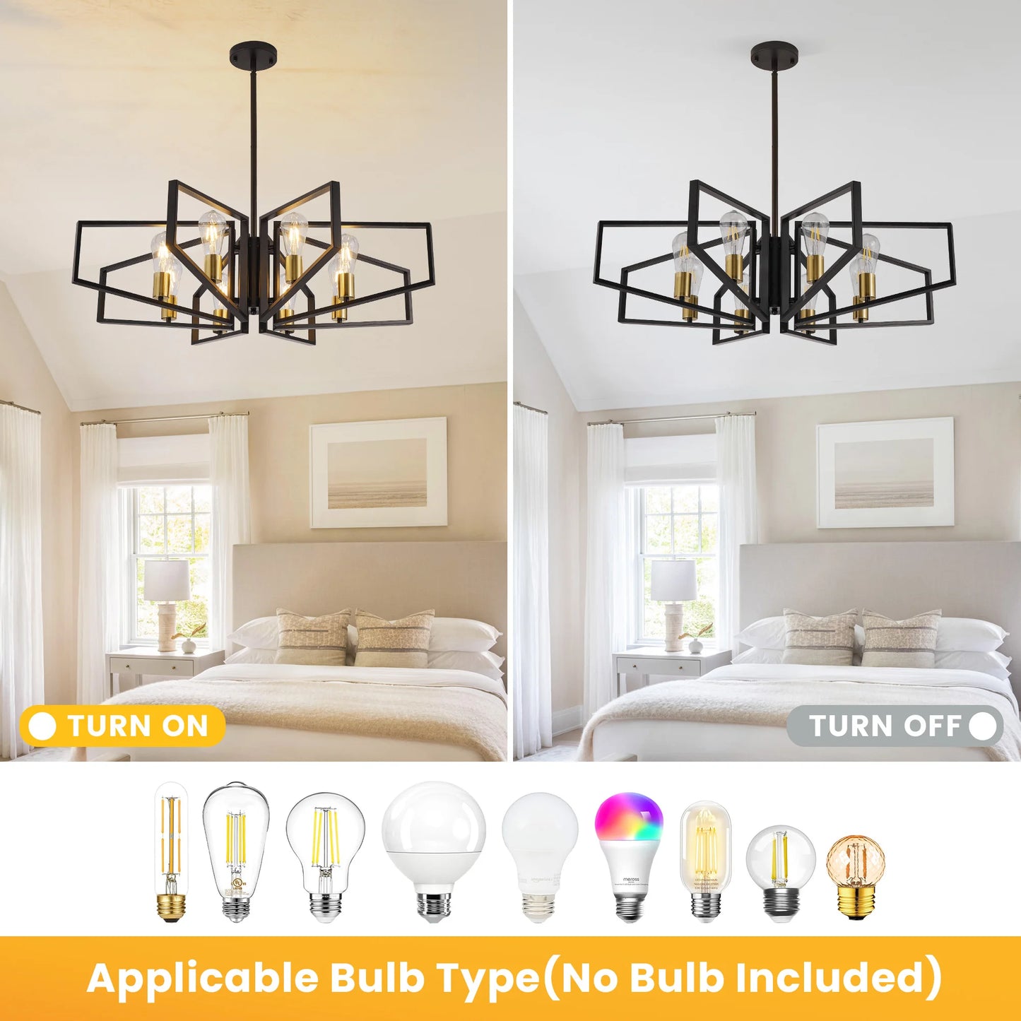 Modern Geometric Chandelier With Adjustable Height Pendant