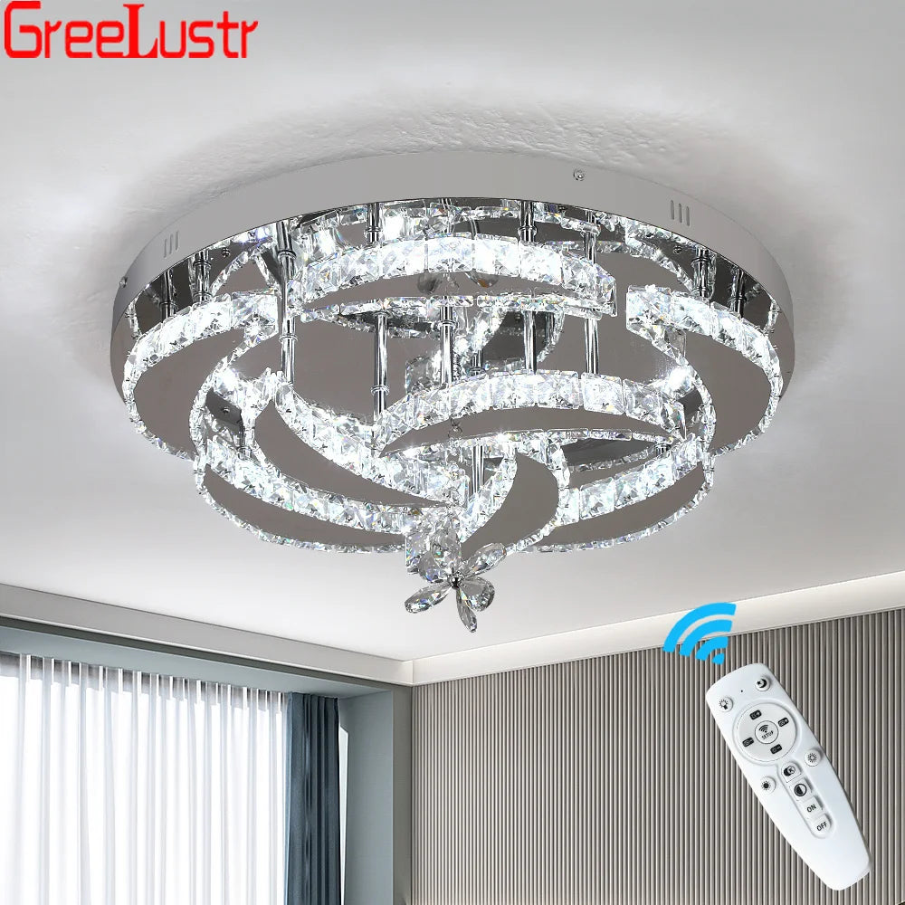 GreeLustr Flower Led Crystal Ceiling Chandelier Light