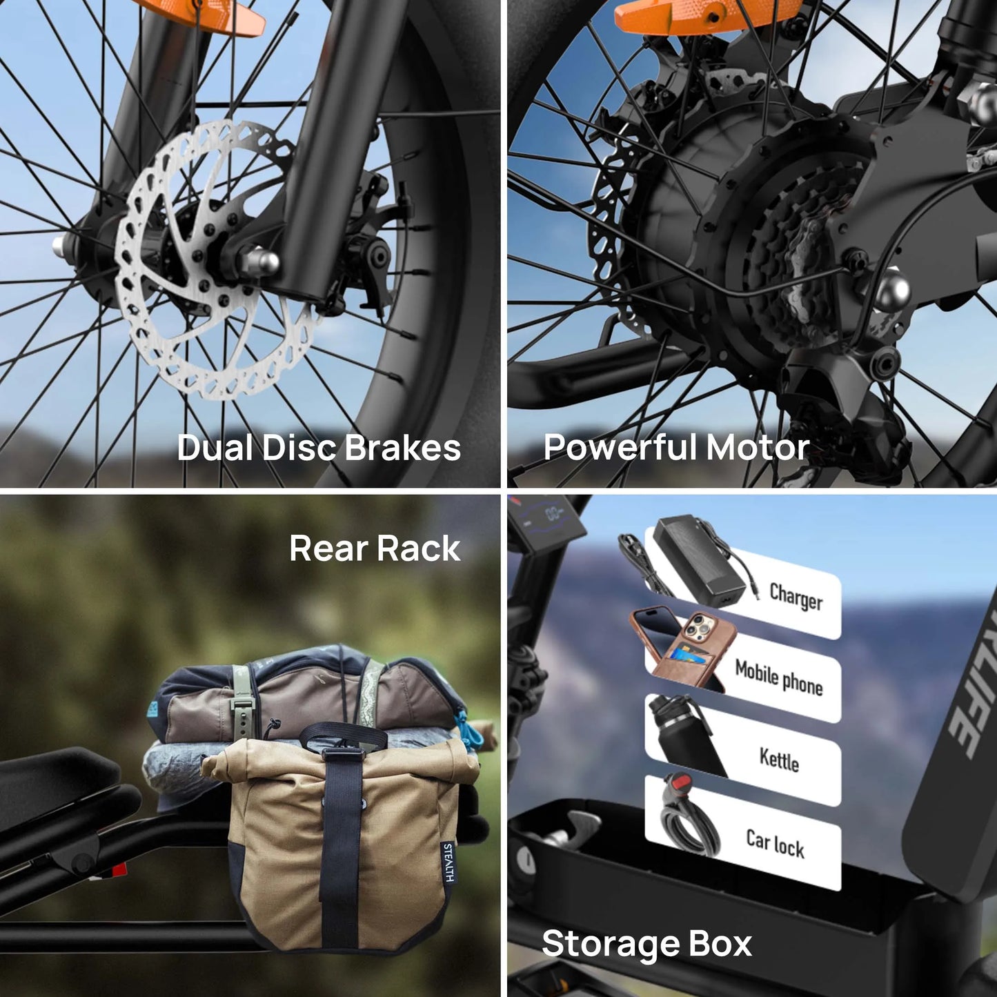 URLIFE T2 1500W EBike 48V 15.6Ah Battery 28 MPH Range Fat Tire