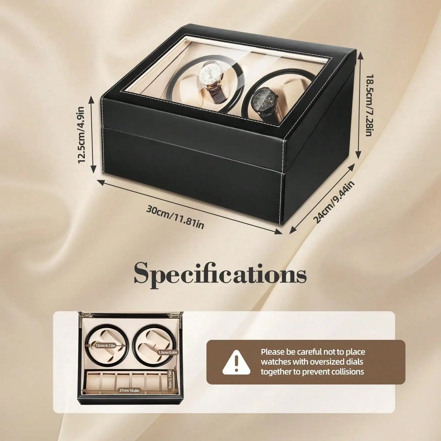 Automatic Double Rotary Leather Watch Winder Display Box