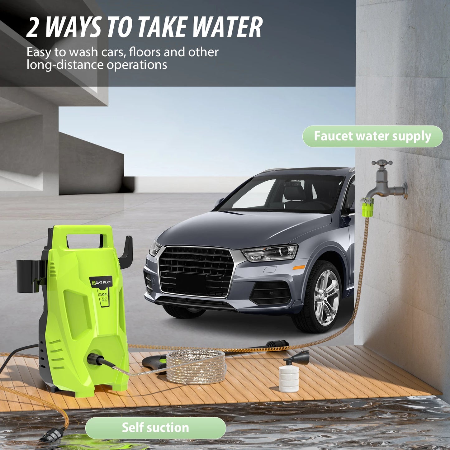DayPlus High Pressure Washer Portable Electric Jet Washer for Patio