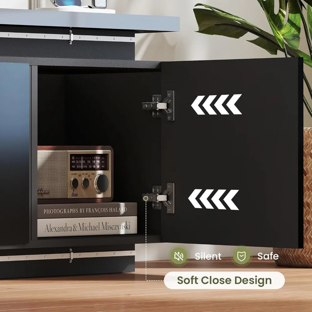 ANGDUO Fireplace TV Stand With RGB LED Lights And Outlets