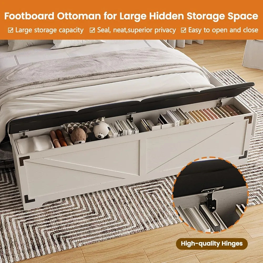 DAFIFY Farmhouse Queen Bed Frame With Headboard And Storage