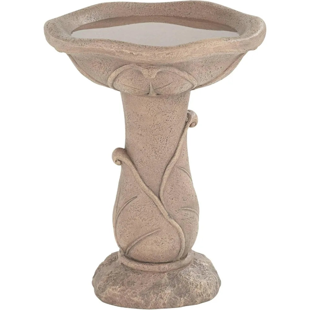 Lamps Plus Water Lily Solar Lighted Cement Floor Fountain Birdbath