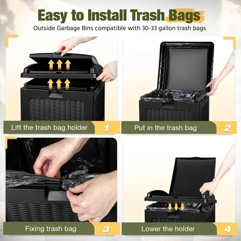 Hign-concerned Outdoor Dual Lid Resin Trash Bin Heavy Duty