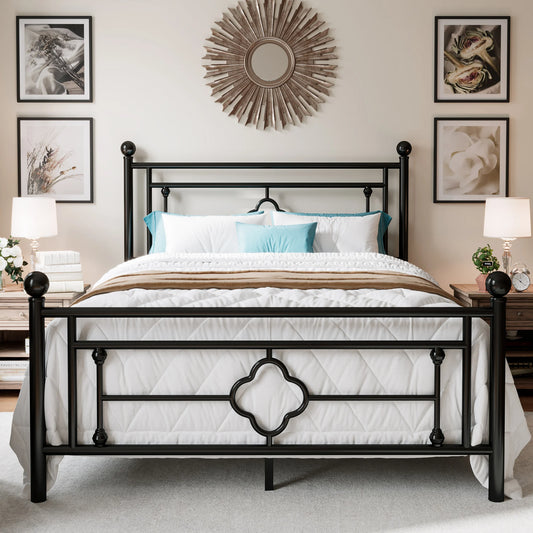 HOOMI Metal Platform Bed Frame Victorian Style Wrought Iron