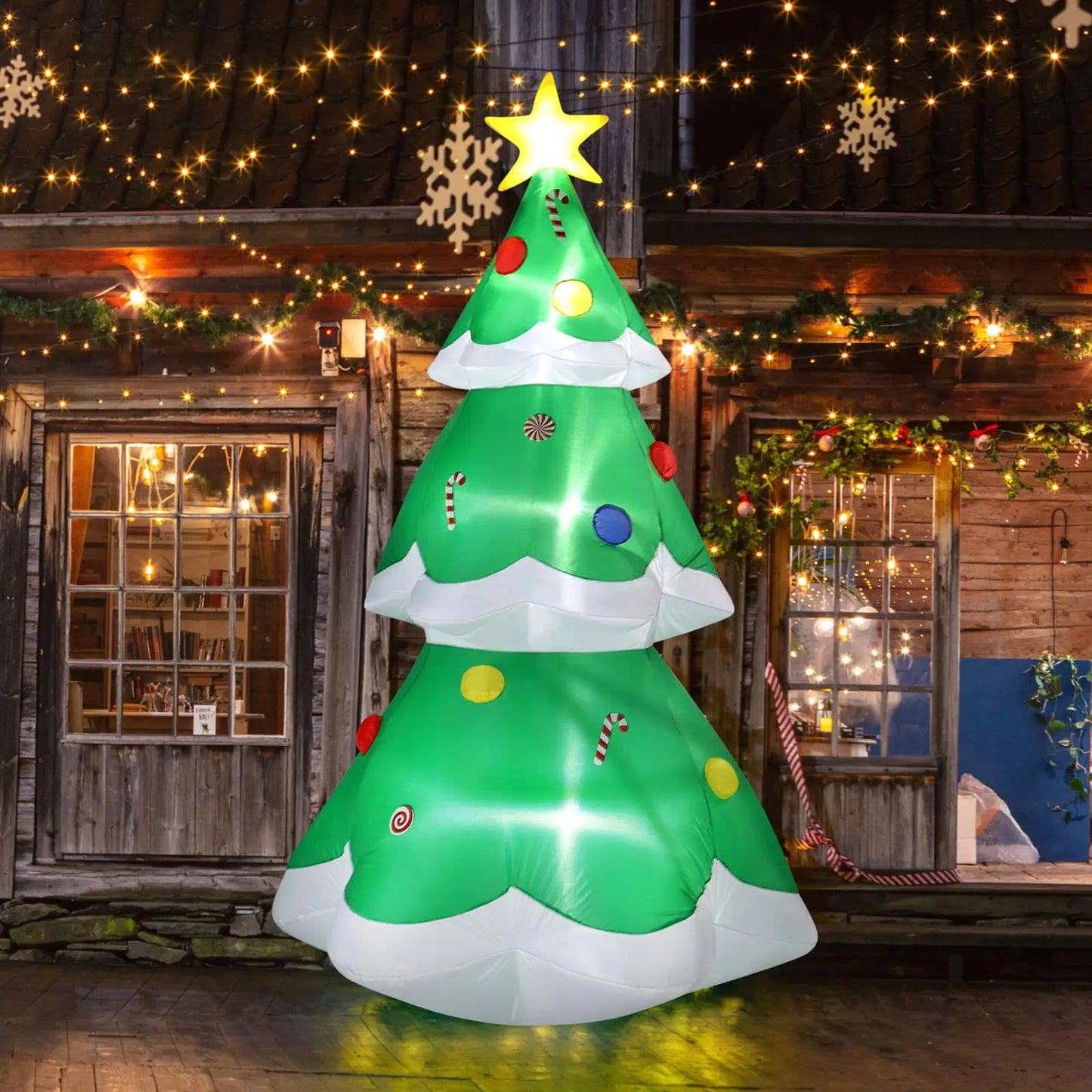 Inflatable Christmas Tree With Lights Yard Decoration