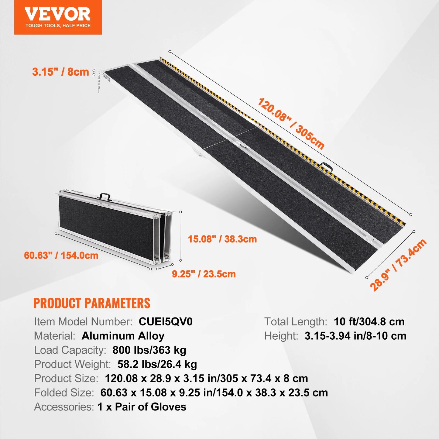 SucceBuy Portable Non Slip Aluminum Folding Wheelchair Ramp