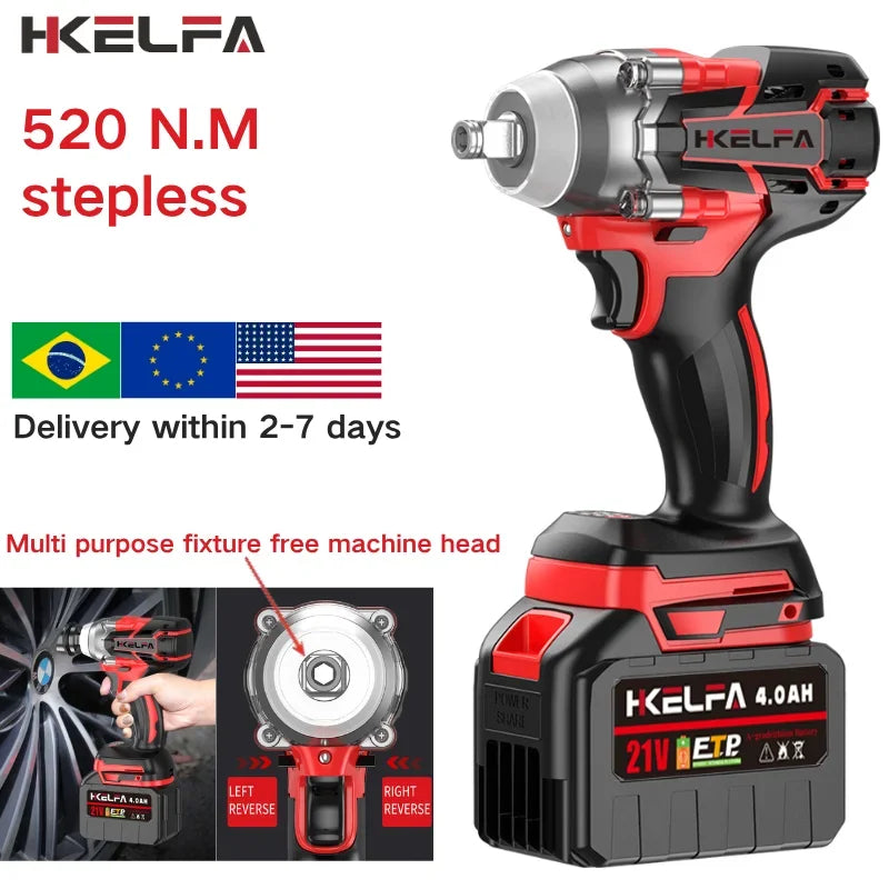HKELF 21V Brushless Impact Wrench Cordless Power Tools