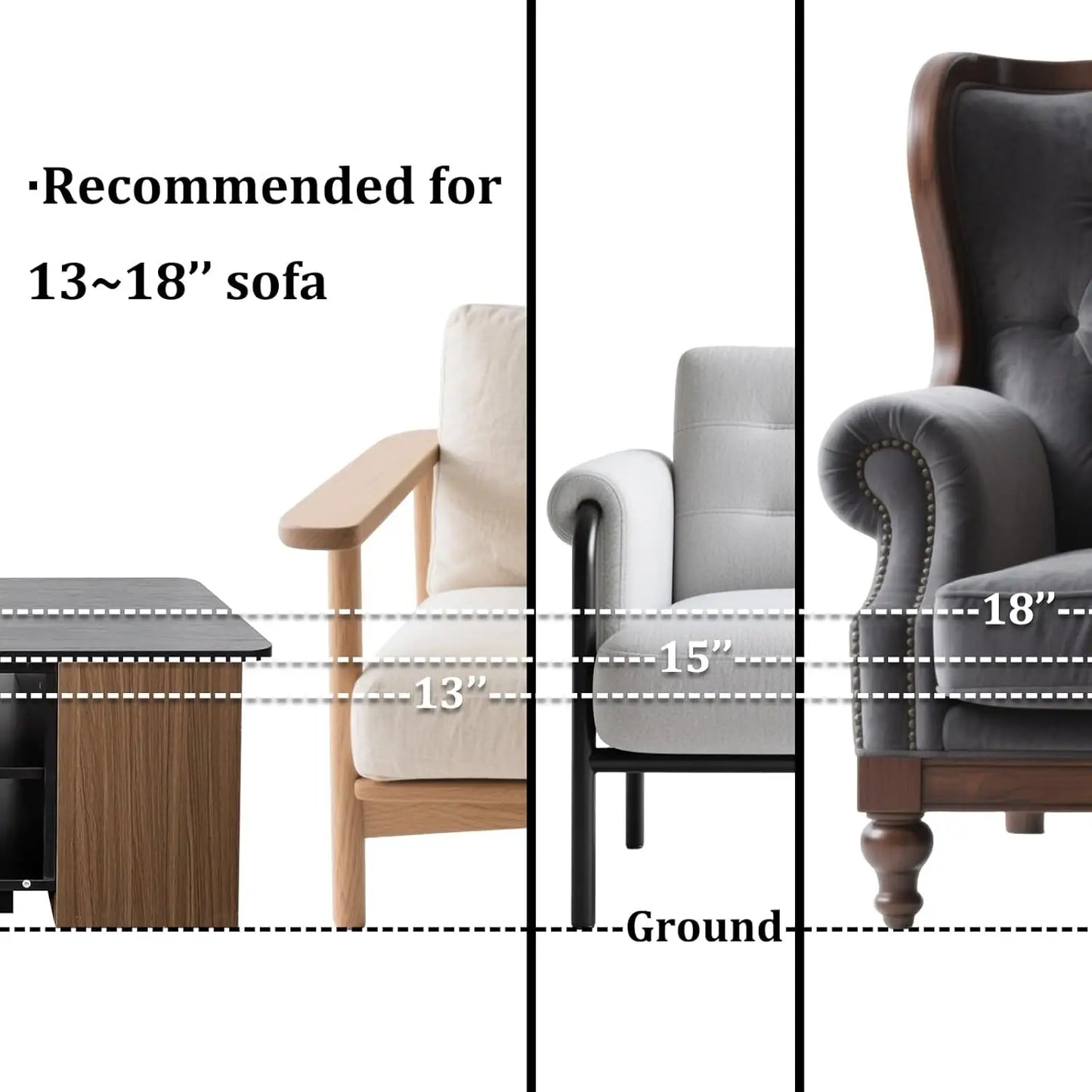 XMSJ Extendable Coffee Table With Drawer Mid Century Modern