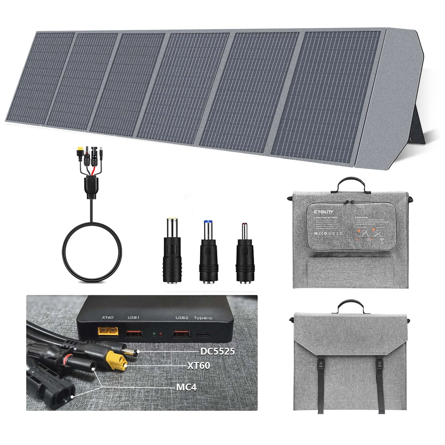 CTOLITY 200W Flexible ETFE Solar Panel Foldable 12V To 24V