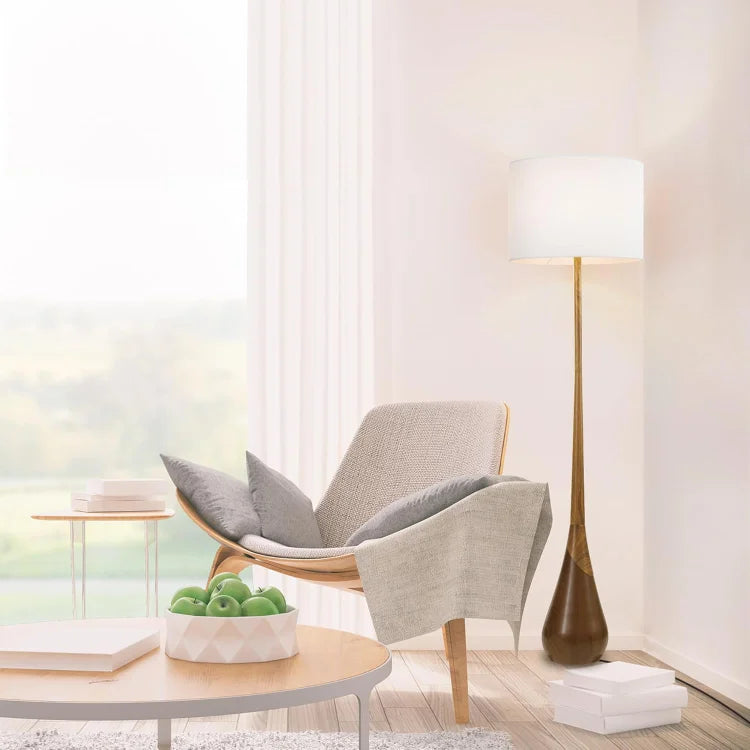 Novogratz Globe Harrington Floor Lamp Two Tone Wood Base