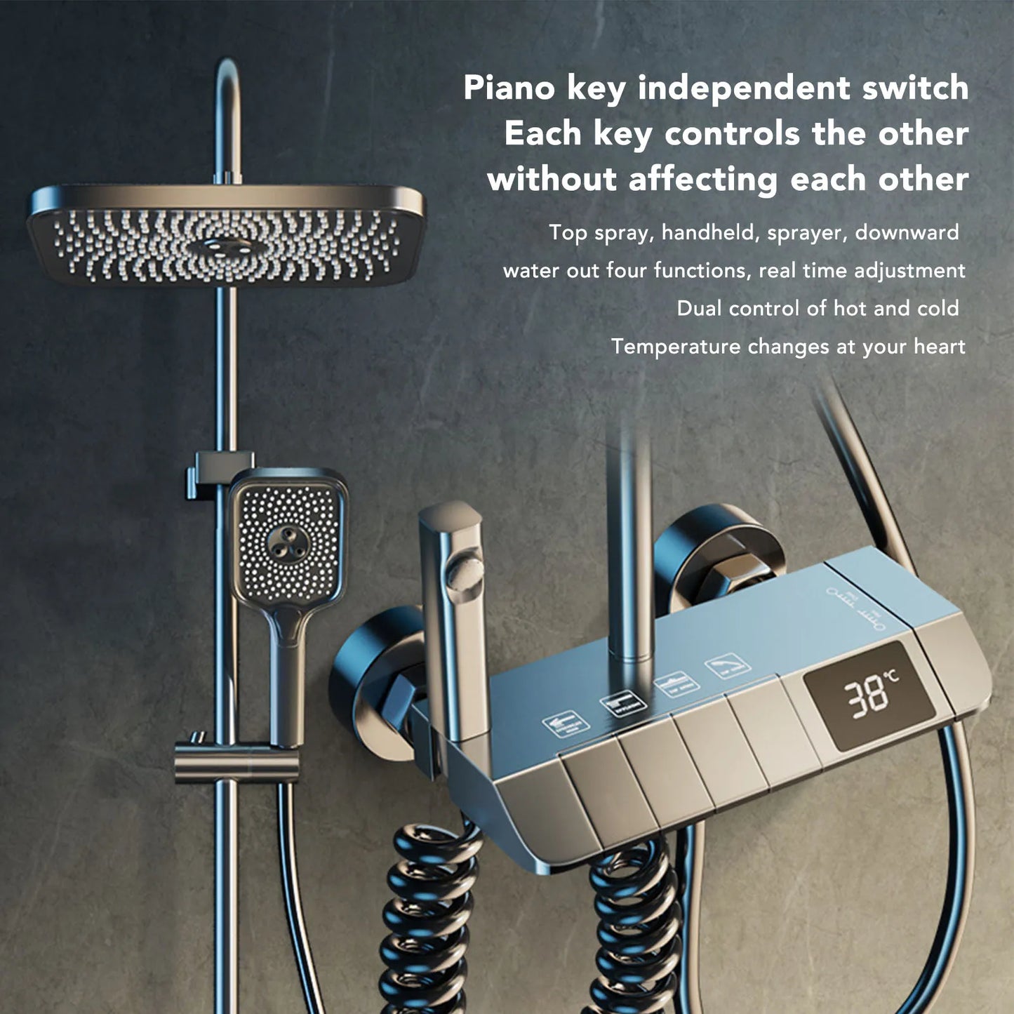 TOPINCN Rainfall Shower Head Set With Handheld Sprayer