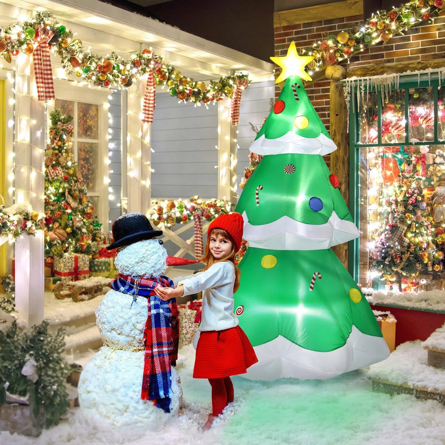 Inflatable Christmas Tree With Lights Yard Decoration