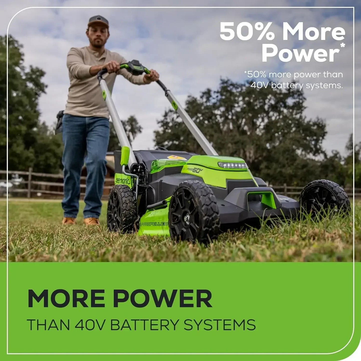 Greenworks 60V Cordless Self Propelled Lawn Mower LED Lights