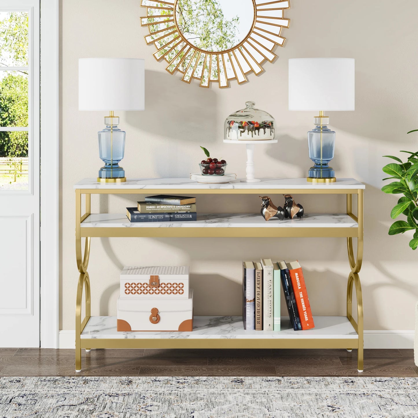 Tribesigns 3-Tier Console Table Open Storage Shelves Narrow Hallway