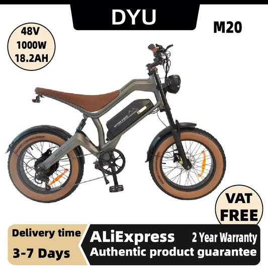 DYU M20 1000W Fat Tire Electric Mountain Bicycle 48V 18.2Ah