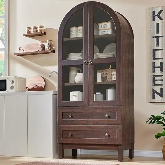 Ticify Kitchen Pantry Farmhouse Wood Cabinet 2 Drawers
