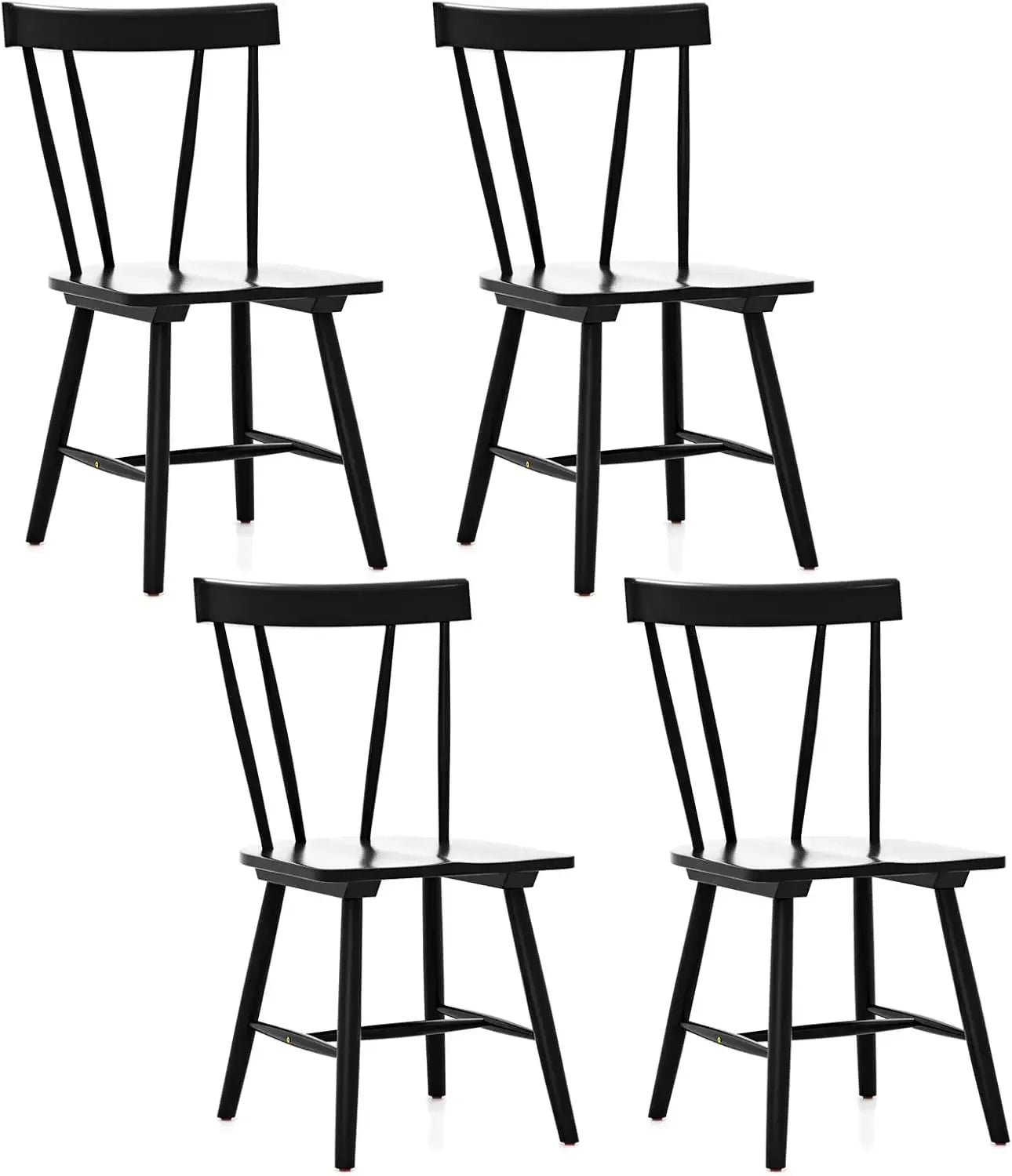 XMSJ Windsor Rubber Wood Dining Chairs Set Of 4 For Kitchen
