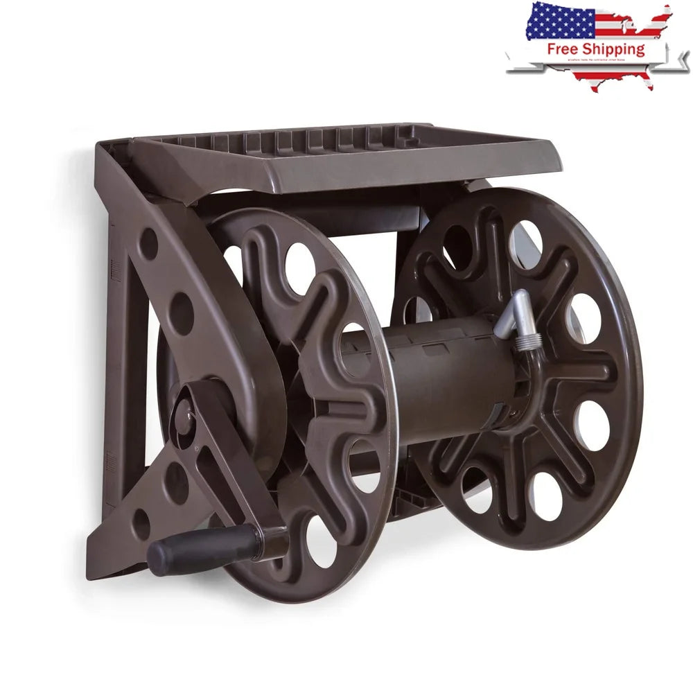 Liberty Basics Resin Wall Mounted Hose Reel With Shelf