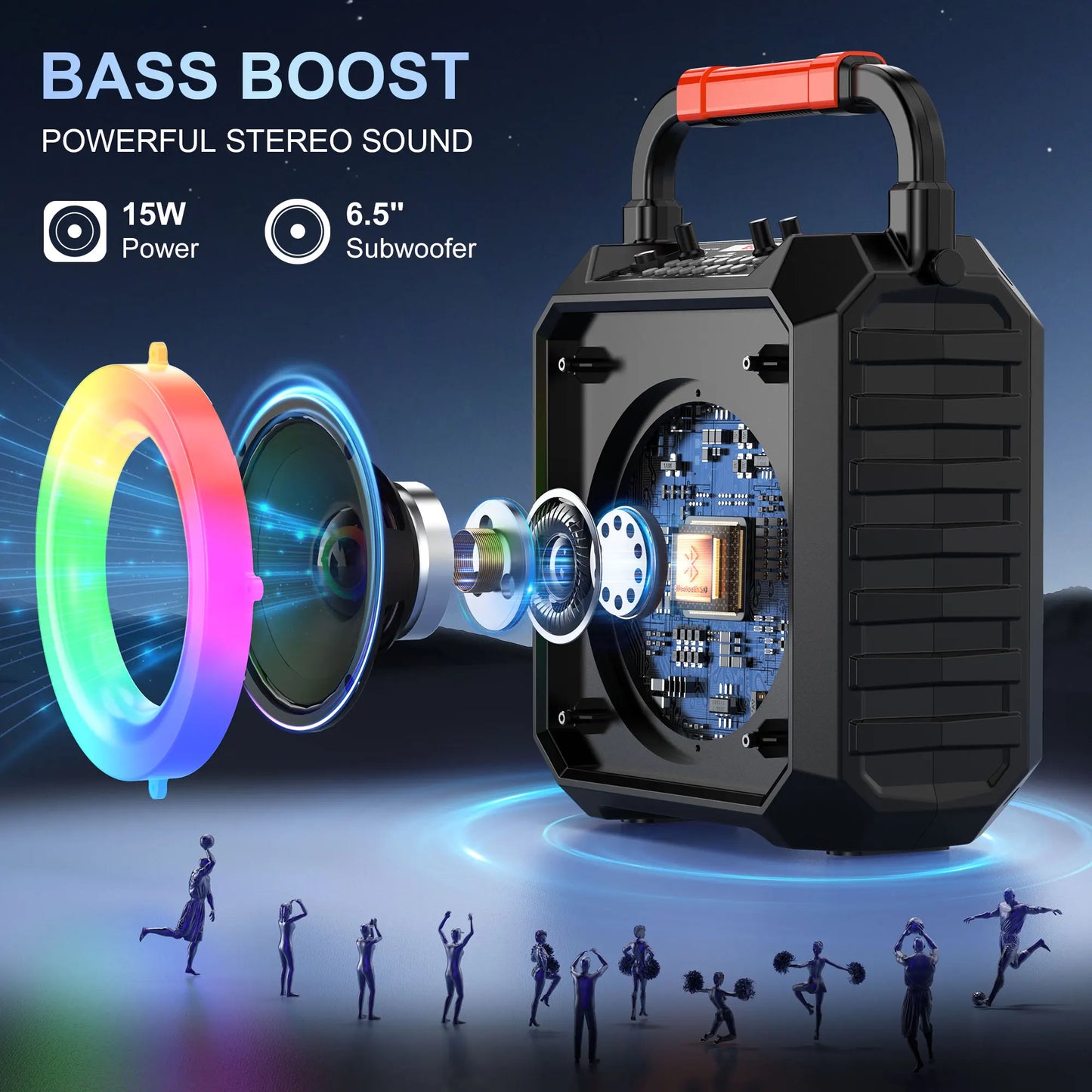 FanFun Wireless Outdoor Speaker With Microphone And DJ Light