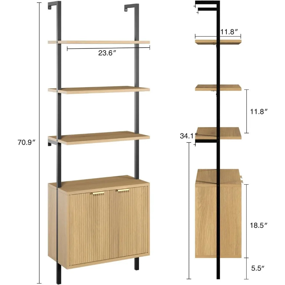 General Ladder Shelf With Cabinets Set Of 2 Wall Mount