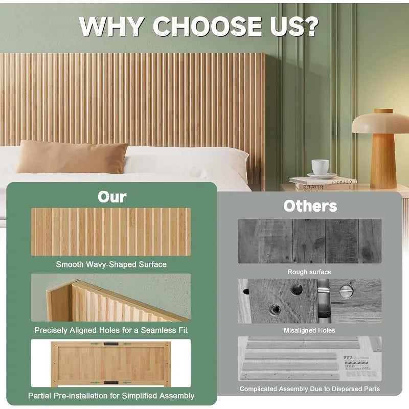 Hign-concerned Wood Headboard Modern Farmhouse Wall Mounted