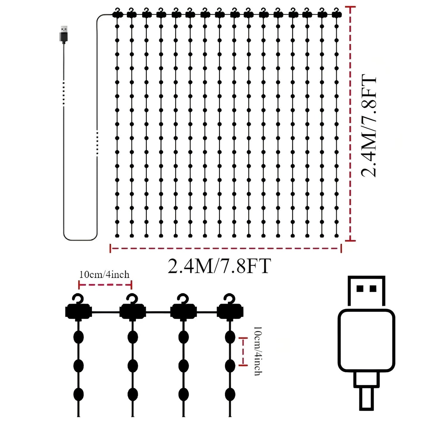 MIMIRGB USB LED Smart Curtain Lights Bluetooth RGB Fairy