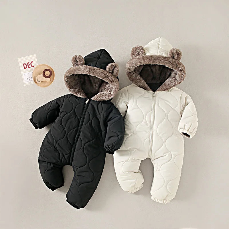 Toddler Boy Hooded Fleece Velvet Snowsuit Autumn Winter Warmth