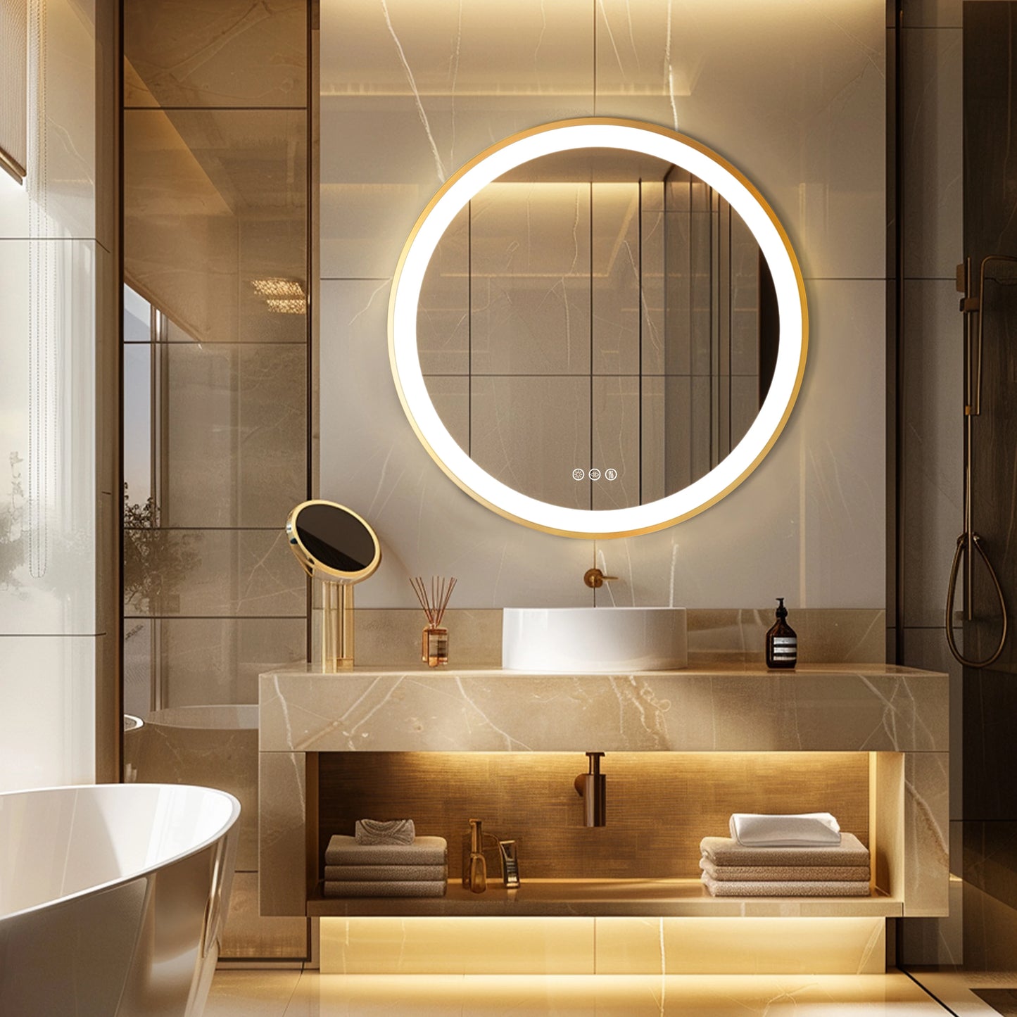 Wisfor LED Mirror With Bluetooth Speaker Anti Fog Dimming