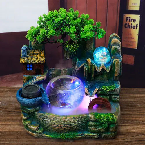 Hign-Concerned Desktop Fountain Waterfall Fish Bowl Ornament