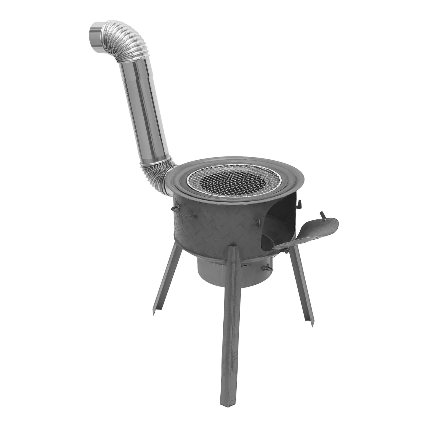 Portable Wood Burning Stove With Three Wok Rings For Outdoor Cooking