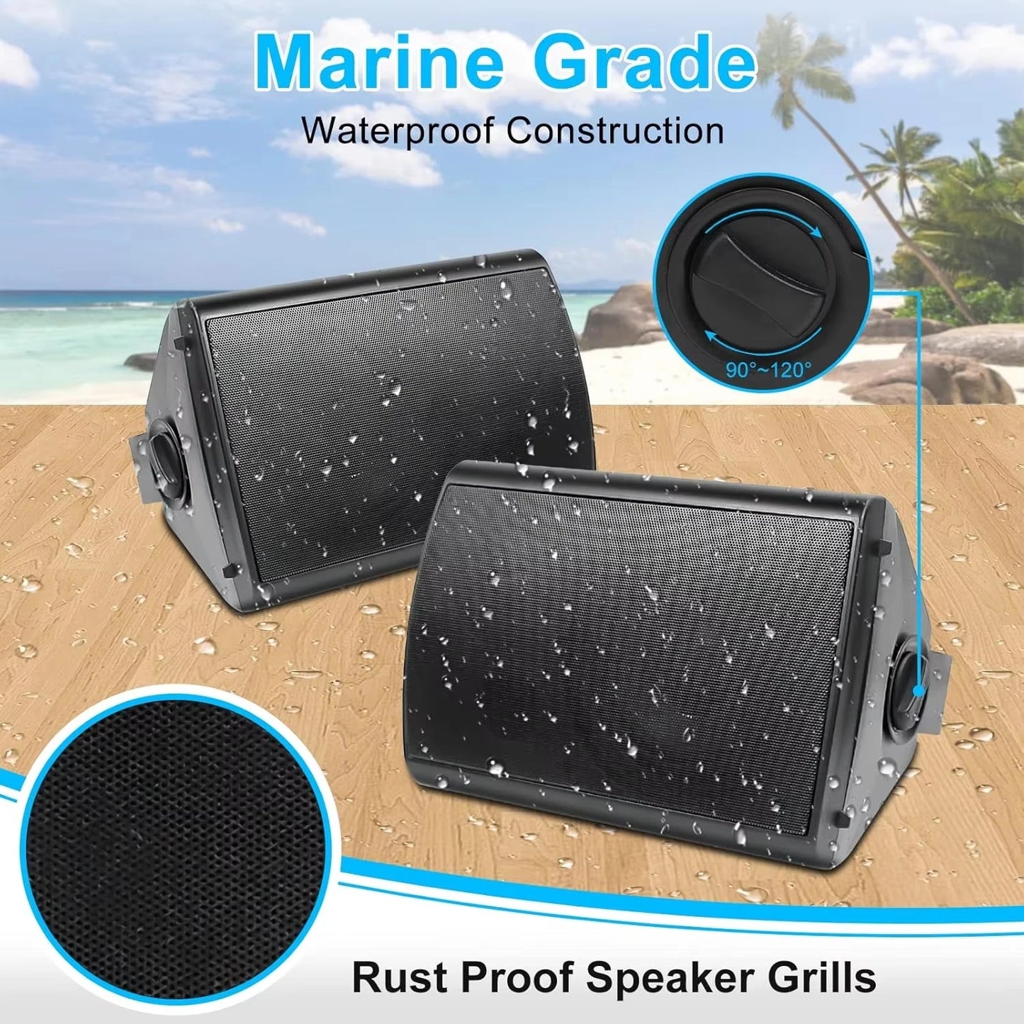 Herdio Indoor Outdoor Bluetooth Speakers Wall Mount 2 Pack