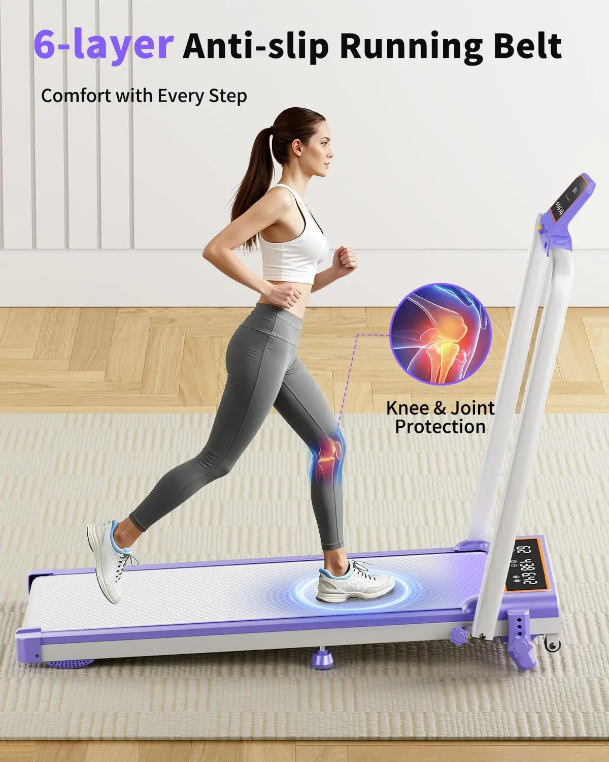 Folding Treadmill With Incline And RGB Lights Dual Screen