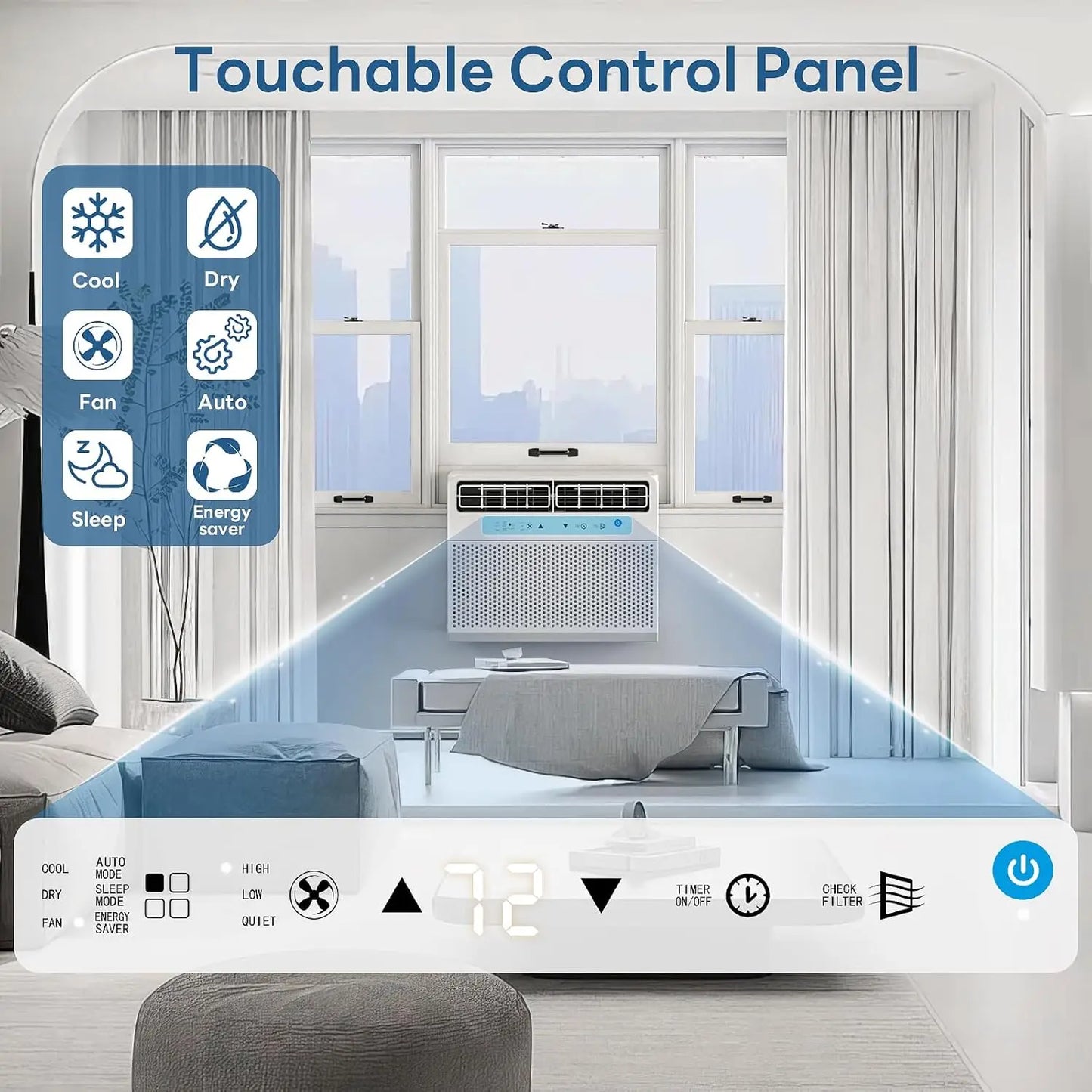 XMSJ 6-In-1 U-Shaped Window Air Conditioner