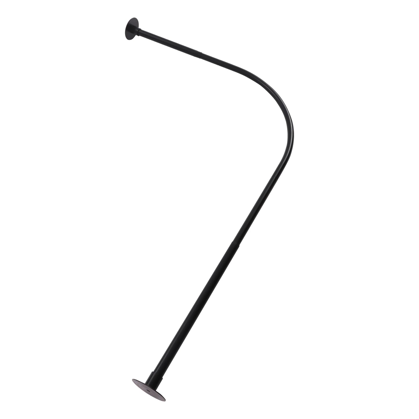 Stainless Steel L Shape Telescopic Shower Curtain Rail No Drilling With Rings