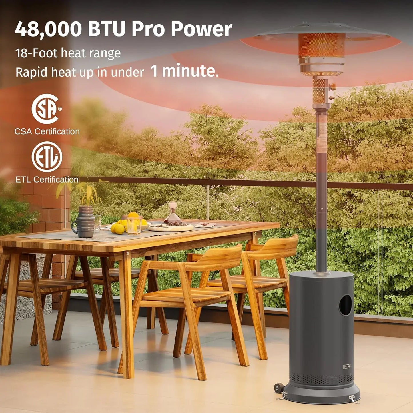 XMSJ 48000 BTU Patio Heater With Round Table Design