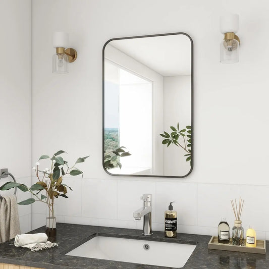 Beautypeak Aluminum Frame Wall Mounted Bathroom Mirror