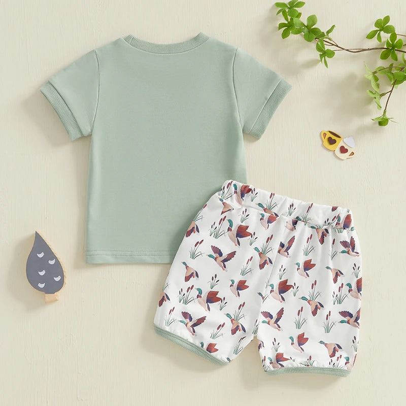 Toddler Boys Animal Print T Shirt And Camo Shorts Set