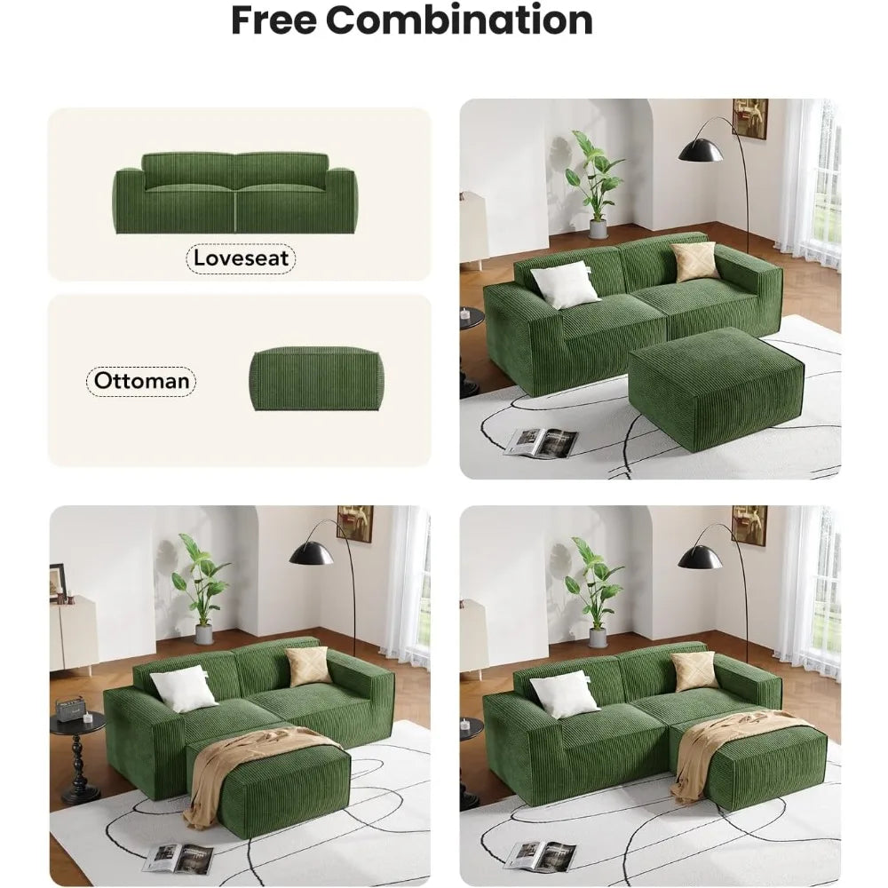 DAFIFY Sectional Corduroy L Shape Chaise Modern Plush