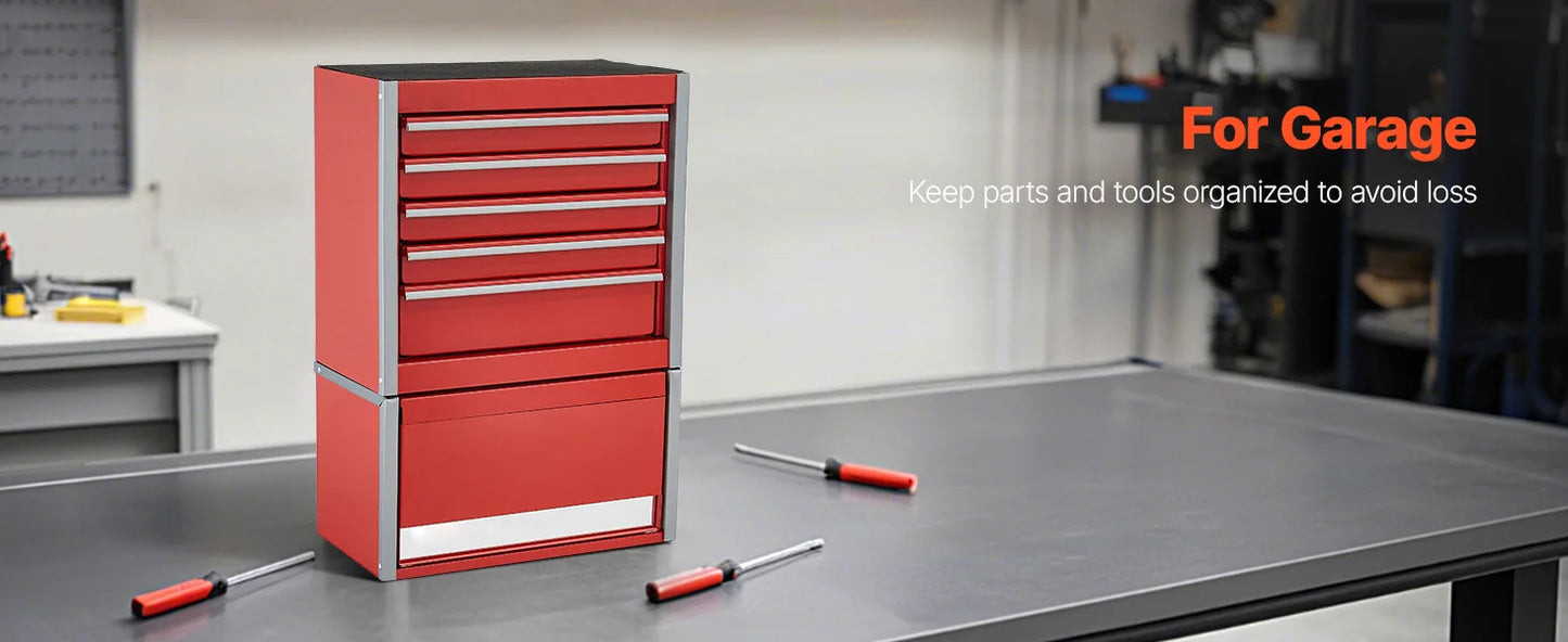 SucceBuy Five Drawer Metal Tool Box With PP Feet Storage