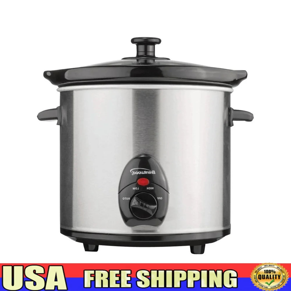 XMSJ Stainless Steel Slow Cooker With Removable Ceramic Pot