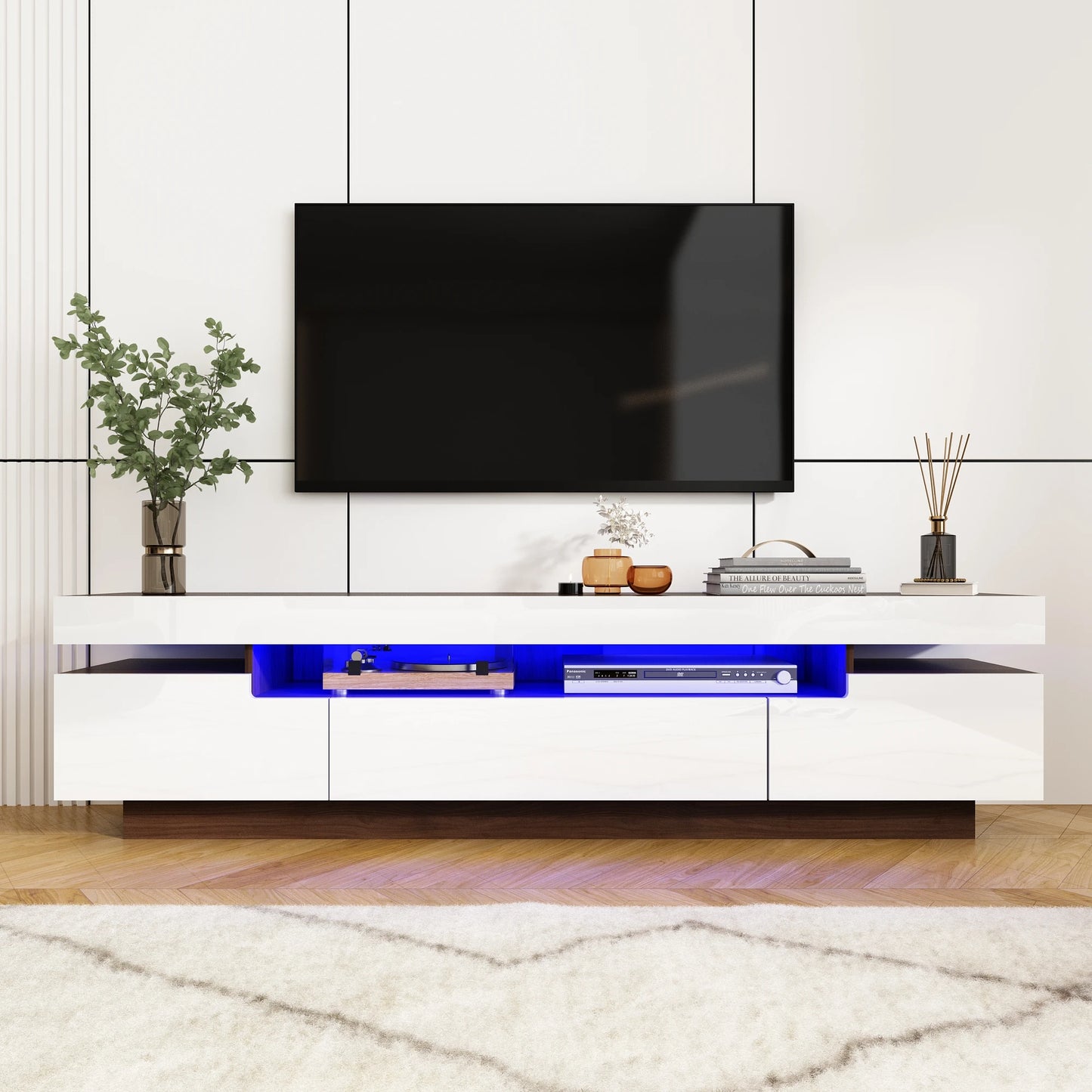 QiaoShiRen LED TV Stand Modern Entertainment Center With Storage