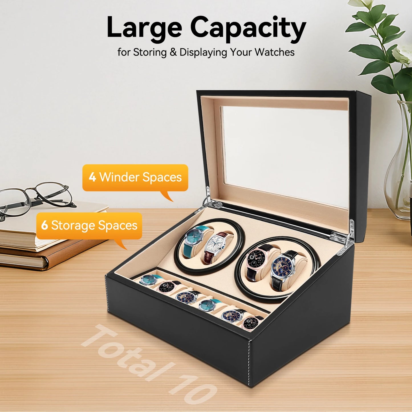 Watch Winder Automatic Rotation Velvet Display Box