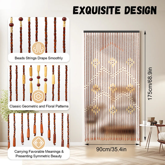 Liaoning Wood And Bamboo Beaded Curtains Door Tassels
