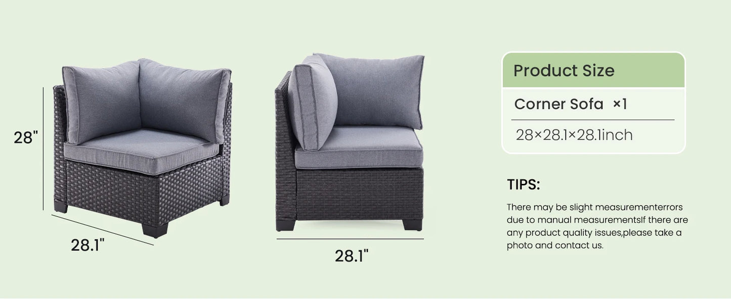 Patio Sectional Sofa Set With Ottoman Outdoor Furniture