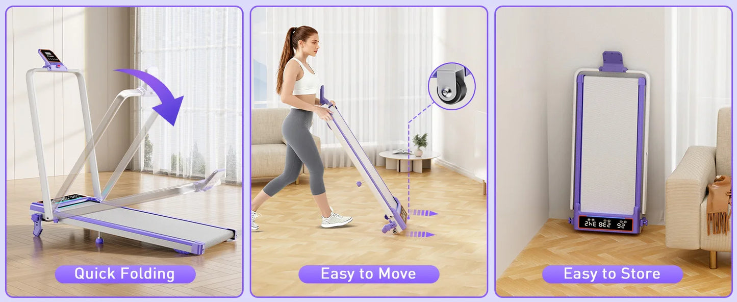 Folding Treadmill With Incline And RGB Lights Dual Screen
