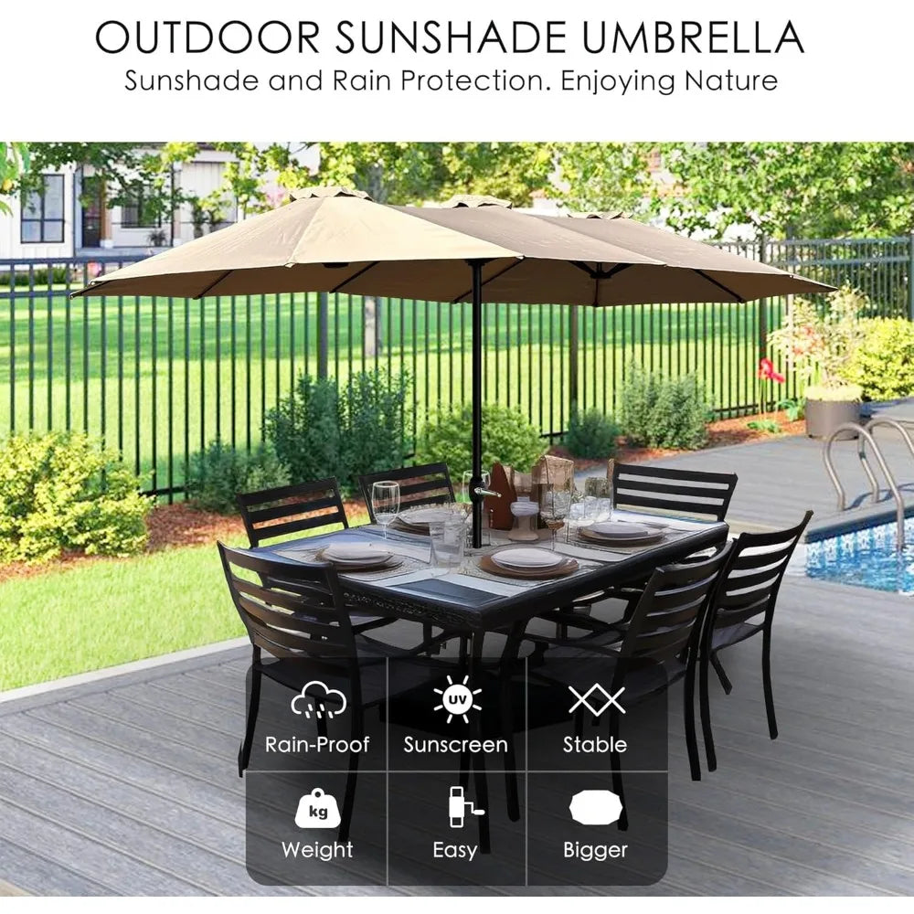 Kozyard Double-Sided Outdoor Patio Umbrella With Crank And Base